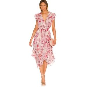 MISA LOS ANGELES Dakota High Low Maxi Dress Pink Size XS